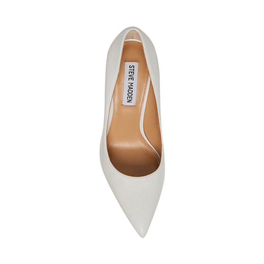 White Steve Madden Evelyn Leather Women's Heels | PH 7631UAD